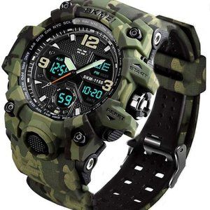 Military Wrist Watch Large Dual Dial Two Timezone Back Light Water Resistant
